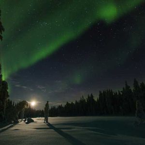 Northern lights in moonlight